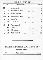 Vassall cricket 1971 - evening fixtures