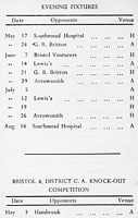 Vassall cricket 1972 - evening fixtures