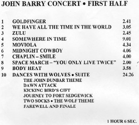 John Barry Royal Albert Hall Concert Programme 1